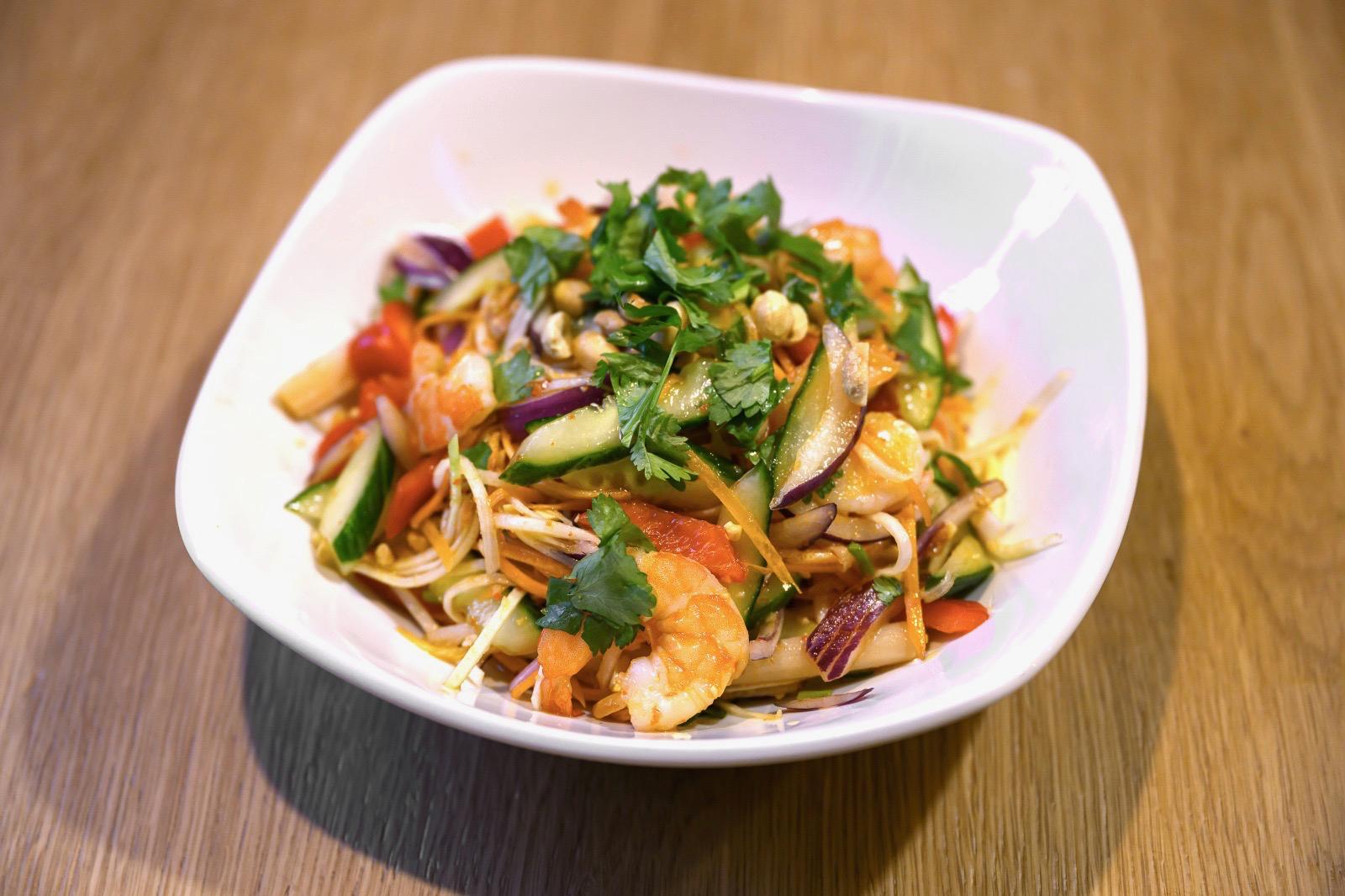 Gỏi ngó sen — lotus root salad with prawns, pork, roasted peanuts, chilli and prawn crackers